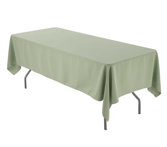 Nappe rectangulaire polyester vert sauge - 180 x 300